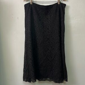 Kate Hill Black Lace Satin Lined Midi Dress